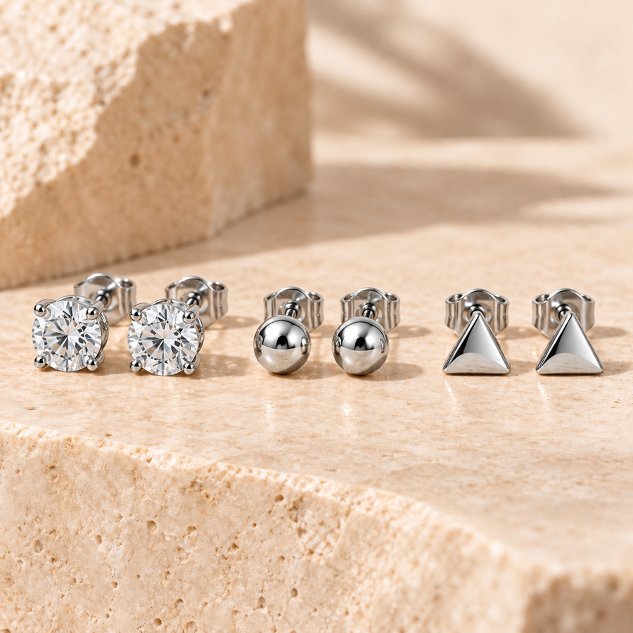 Aretes de Broche de Acero Inoxidable / Stainless Steel Stud Earrings