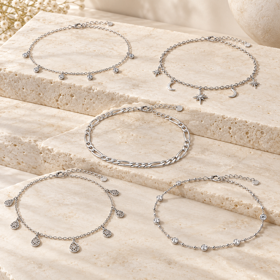 Tobilleras de Plata Esterlina / Sterling Silver Anklets