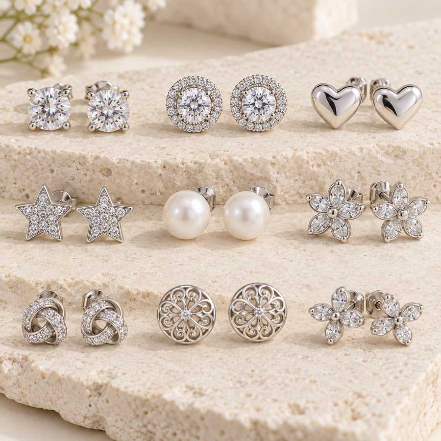 Aretes de Broche de Plata Esterlina / Sterling Silver Stud Earrings