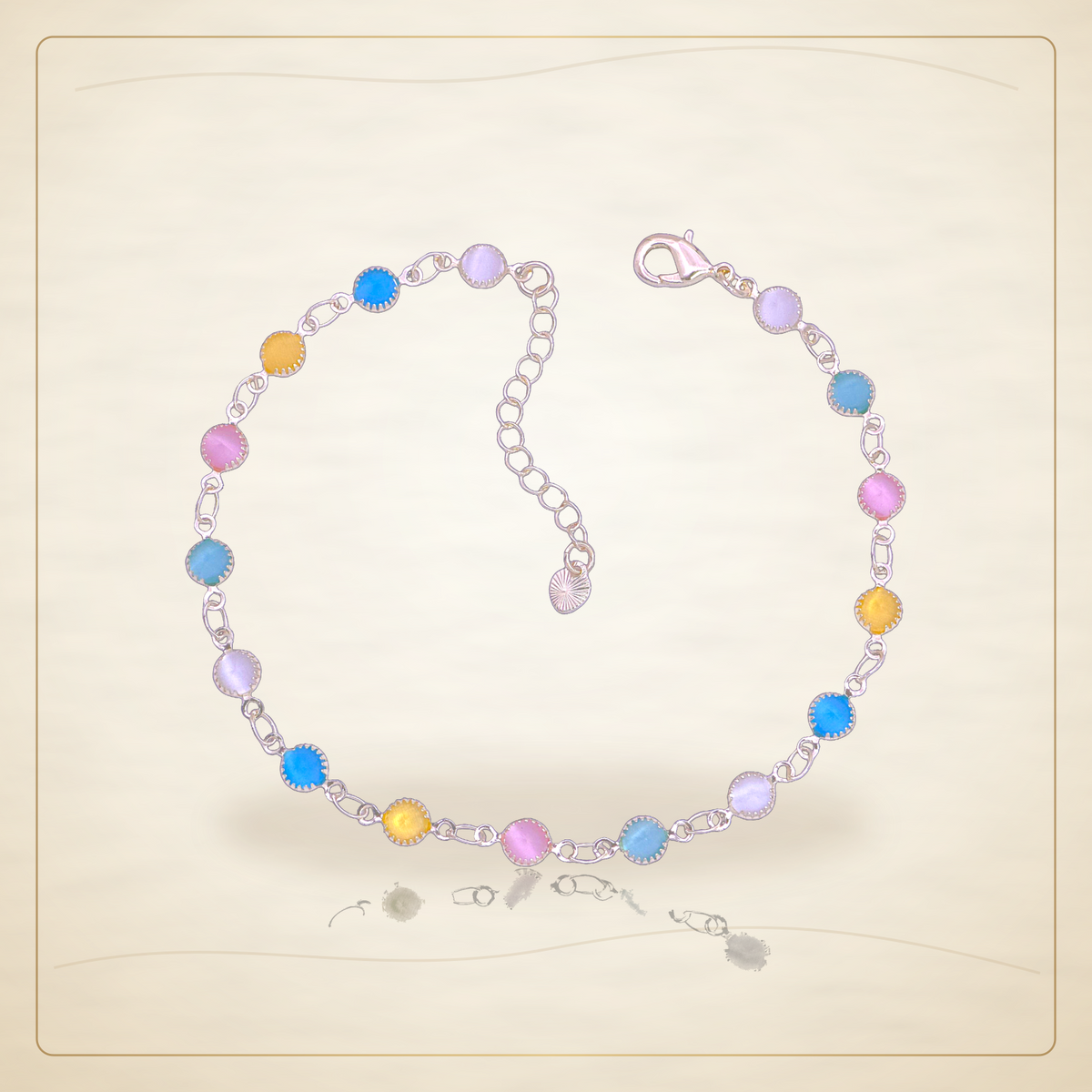 Oro Laminado · Tobillera Round Opalite Bezel Zirconia / Round Opalite Bezel Zirconia Anklet (Pack of 6) — Golden Shop 11