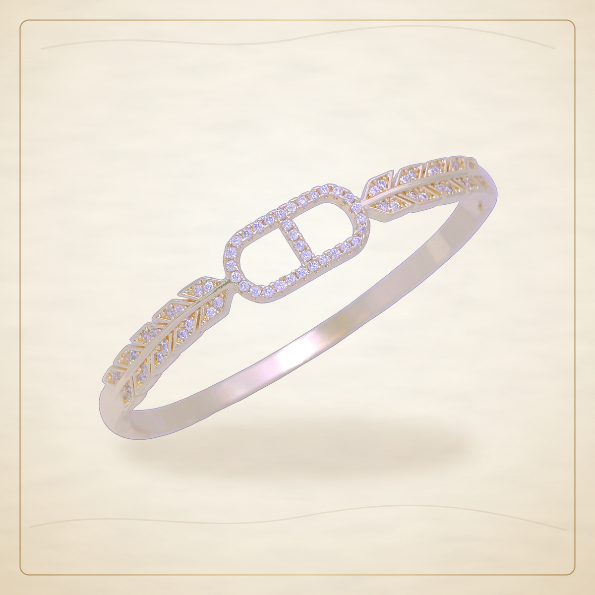Oro Laminado · Esclava Olympic Wreath Crown Zirconia / Olympic Wreath Crown CZ Bangle — Golden Shop 11