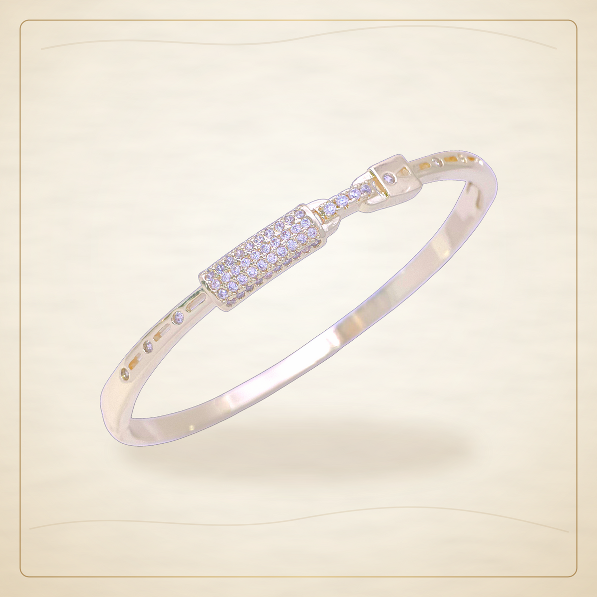 Oro Laminado · Esclava Exquisite French Lock Zirconia / Exquisite French Lock CZ Bangle — Golden Shop 11