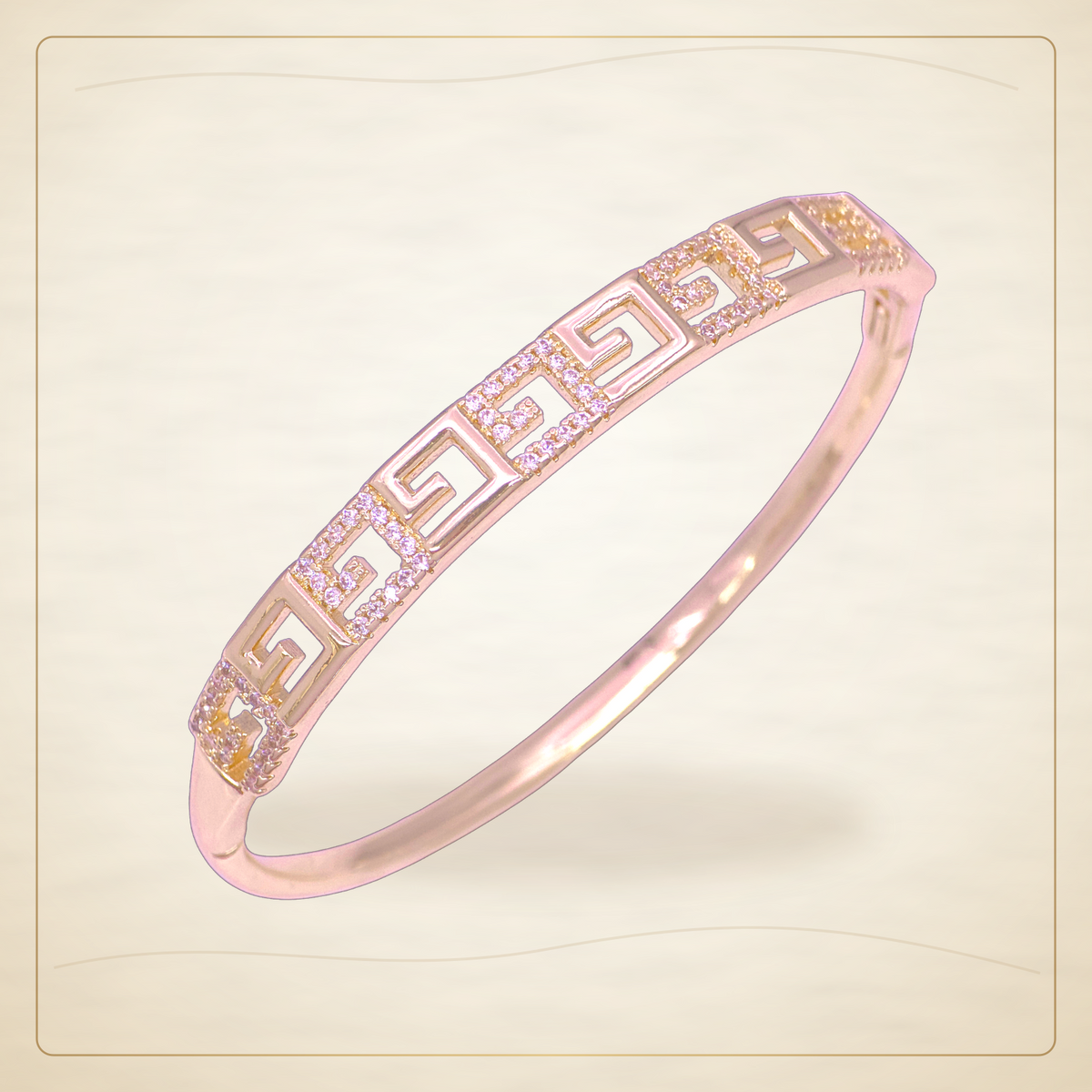 Oro Laminado · Esclava Greek Athena Zirconia / Greek Athena Zirconia Bangle — Golden Shop 11