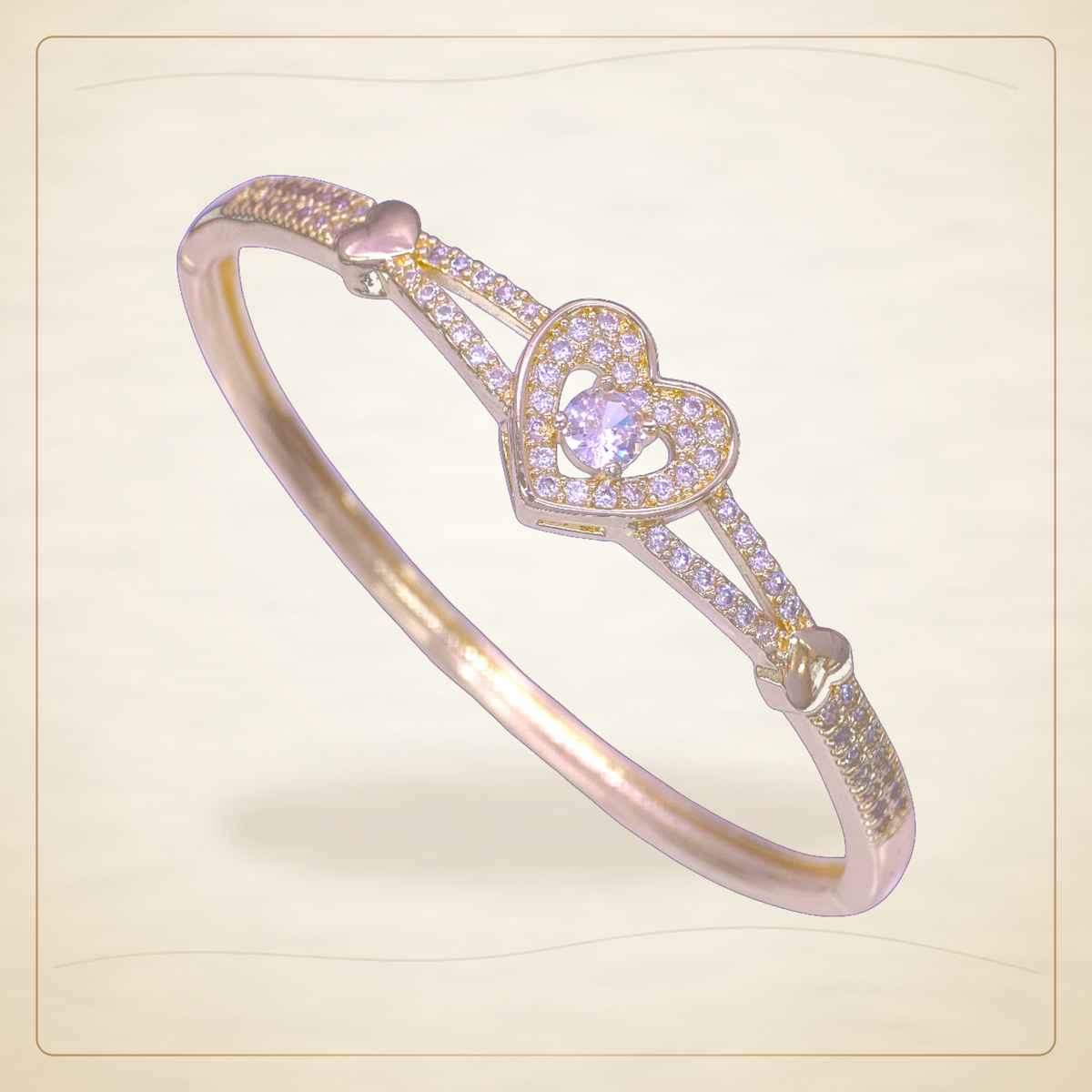 Oro Laminado · Esclava Crystalline Heart Zirconia / Crystalline Heart Zirconia Bangle — Golden Shop 11