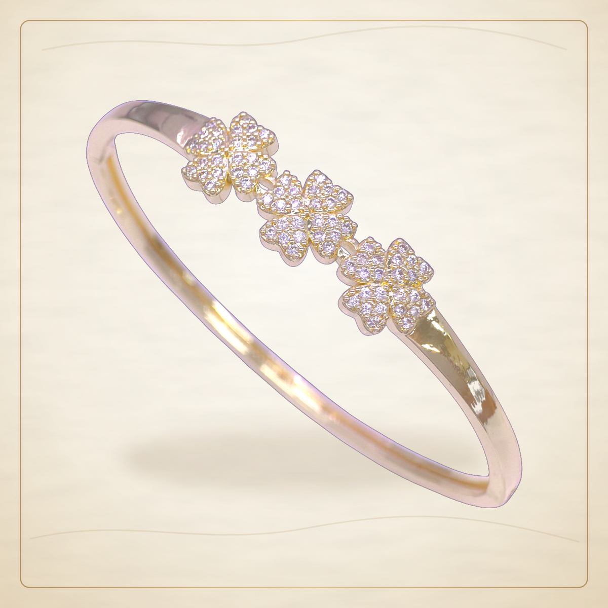 Oro Laminado · Esclava Irish Lucky Clover Zirconia / Irish Lucky Clover Zirconia Bangle — Golden Shop 11