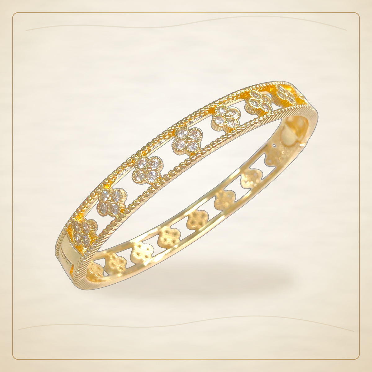 Oro Laminado · Esclava Mini Floral Blossom Zirconia / Mini Floral Blossom Zirconia Bangle — Golden Shop 11
