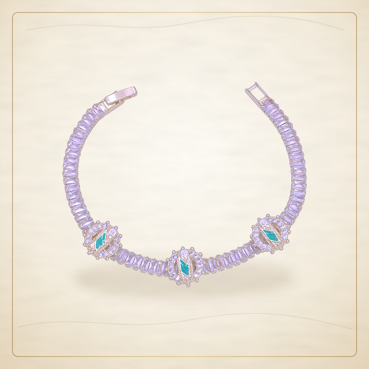 Oro Laminado · Pulsera San Judas Baguette Tennis Zirconia / San Judas Baguette Tennis CZ Bracelet — Golden Shop 11