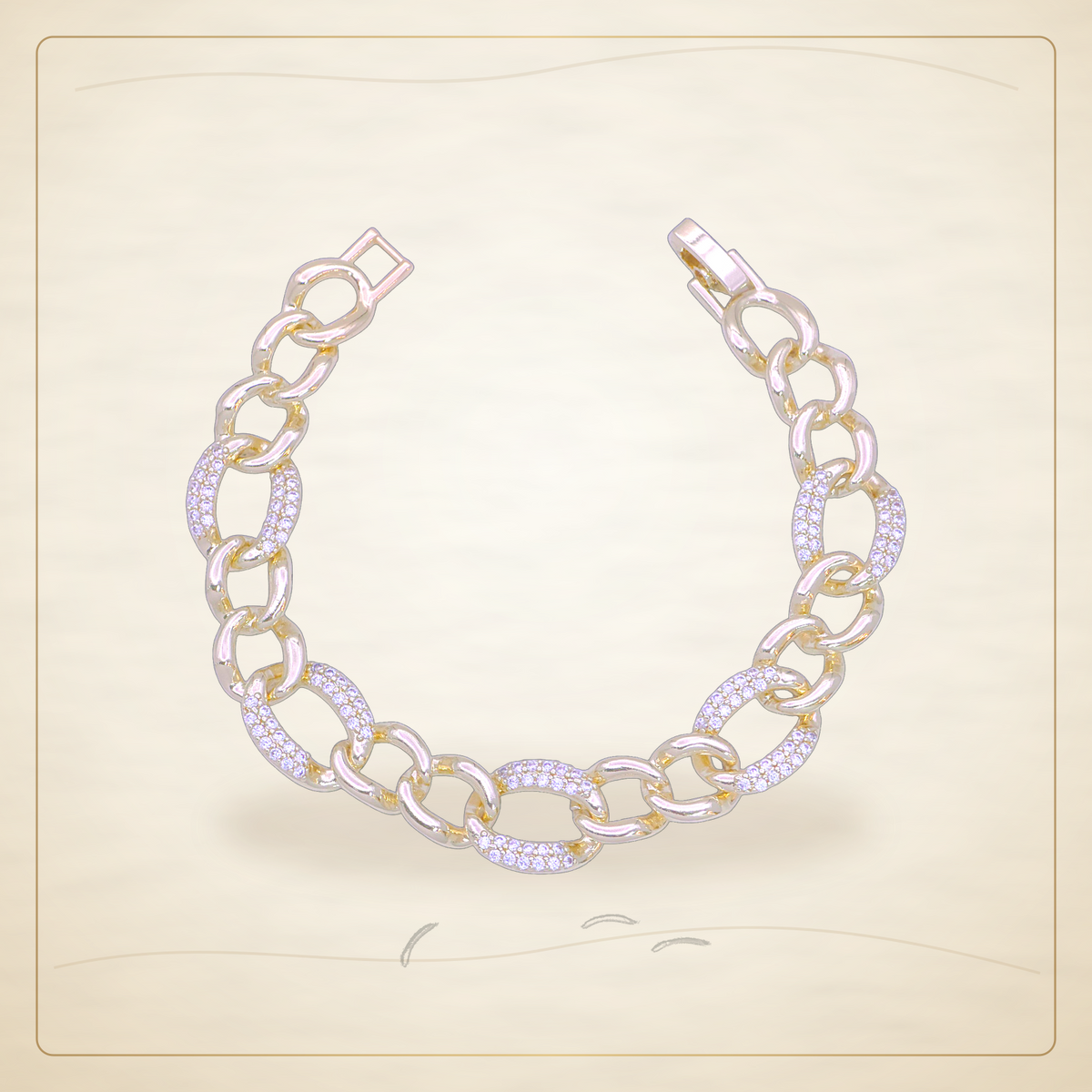 Oro Laminado · Pulsera French Cuban Zirconia / French Cuban Zirconia Bracelet — Golden Shop 11