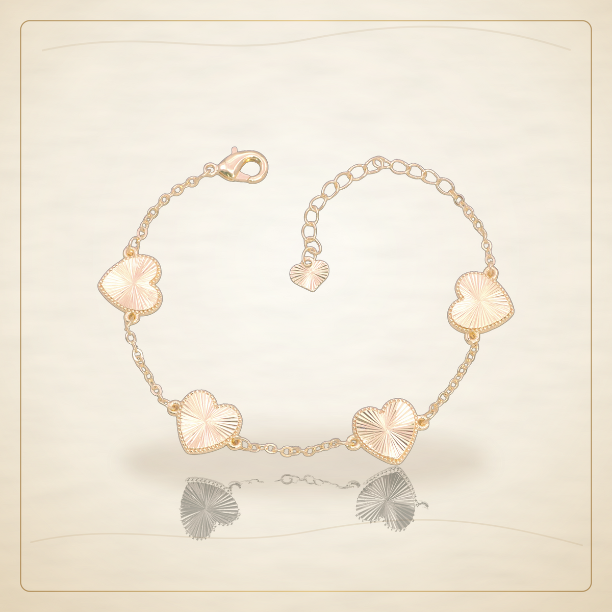Oro Laminado · Pulsera Diamond Cut French Heart / Diamond Cut French Heart Bracelet — Golden Shop 11