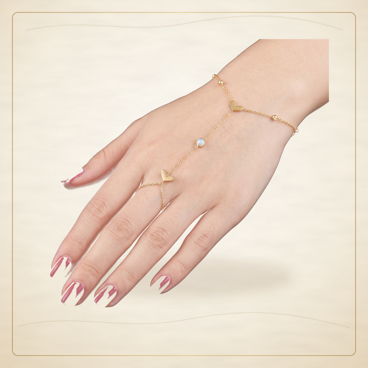 Oro Laminado · Pulsera Parisian Heart Hand Chain / Parisian Heart Hand Chain Bracelet — Golden Shop 11