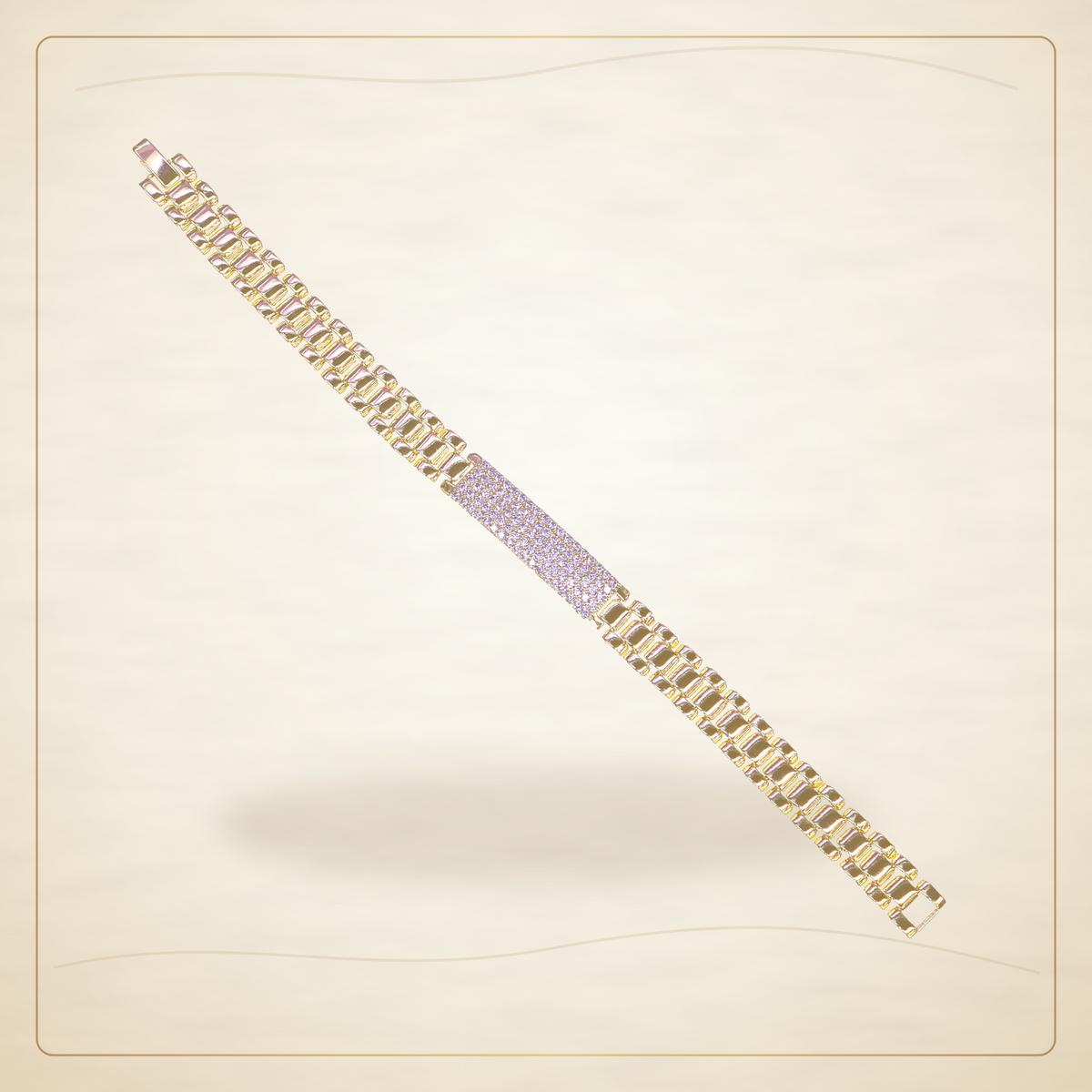 Oro Laminado · Pulsera Mens Rolx Zirconia ID / Mens Rolx Zirconia ID Bracelet — Golden Shop 11