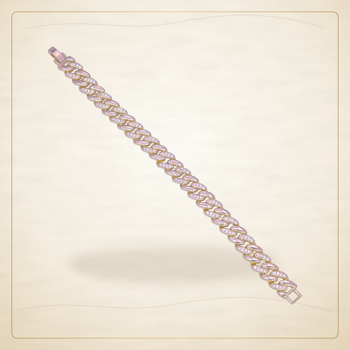 Oro Laminado · Pulsera Renaissance Cuban Zirconia / Renaissance Cuban CZ Bracelet — Golden Shop 11