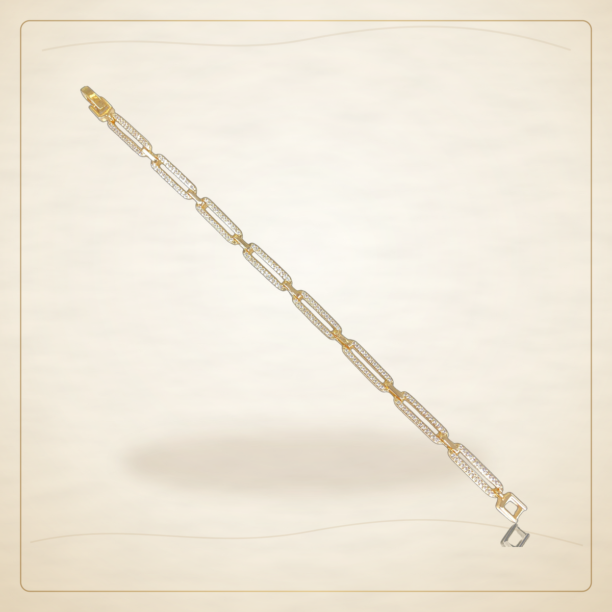Oro Laminado · Pulsera Petite Zirconia Paper Clip / Petite Zirconia Paper Clip Bracelet — Golden Shop 11