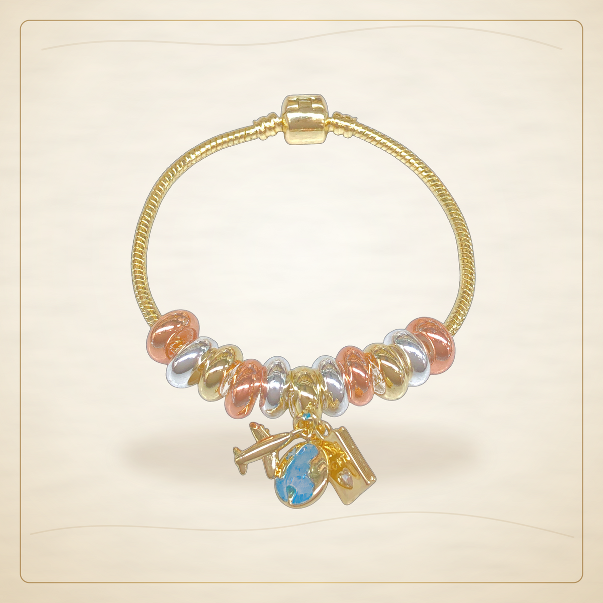 Oro Laminado · Pulsera Wanderlust Travel Charms / Wanderlust Travel Charms Bracelet — Golden Shop 11