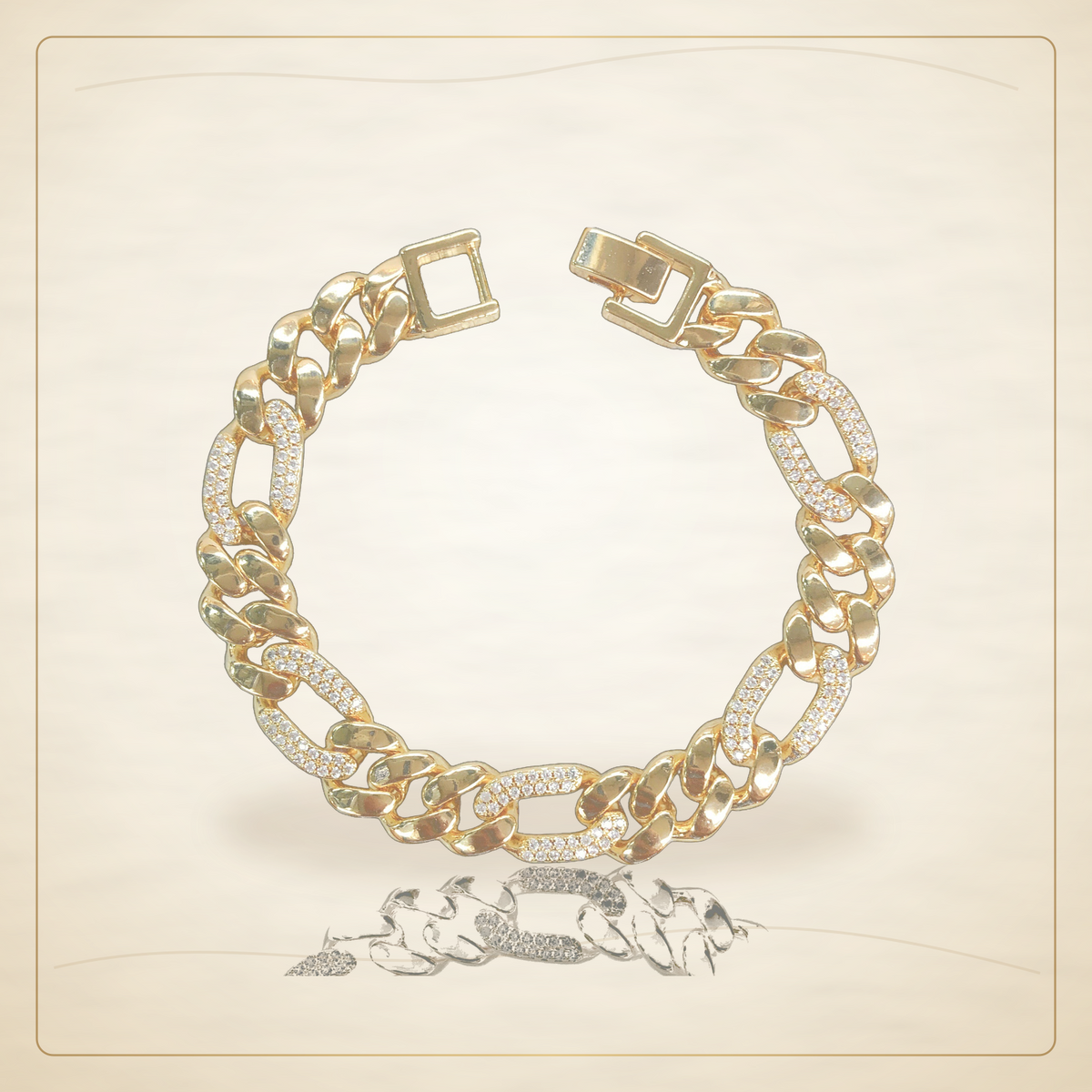 Oro Laminado · Pulsera Zirconia Classy Figaro Link / CZ Classy Figaro Link Bracelet — Golden Shop 11