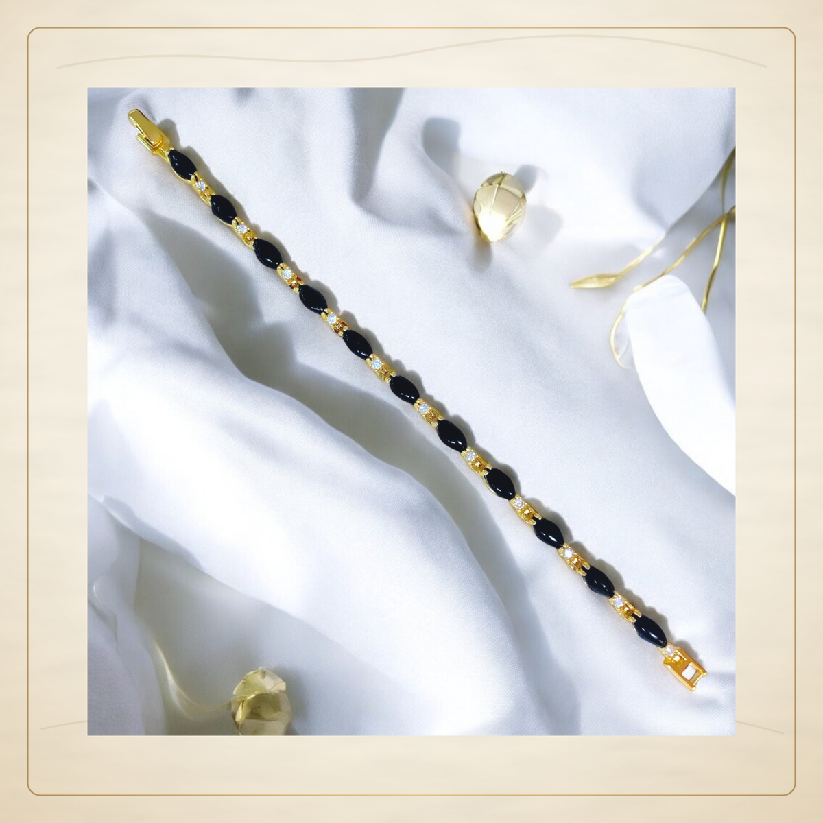 Oro Laminado · Pulsera Lucky Onyx Oval Zirconia / Lucky Onyx Oval CZ Bracelet — Golden Shop 11