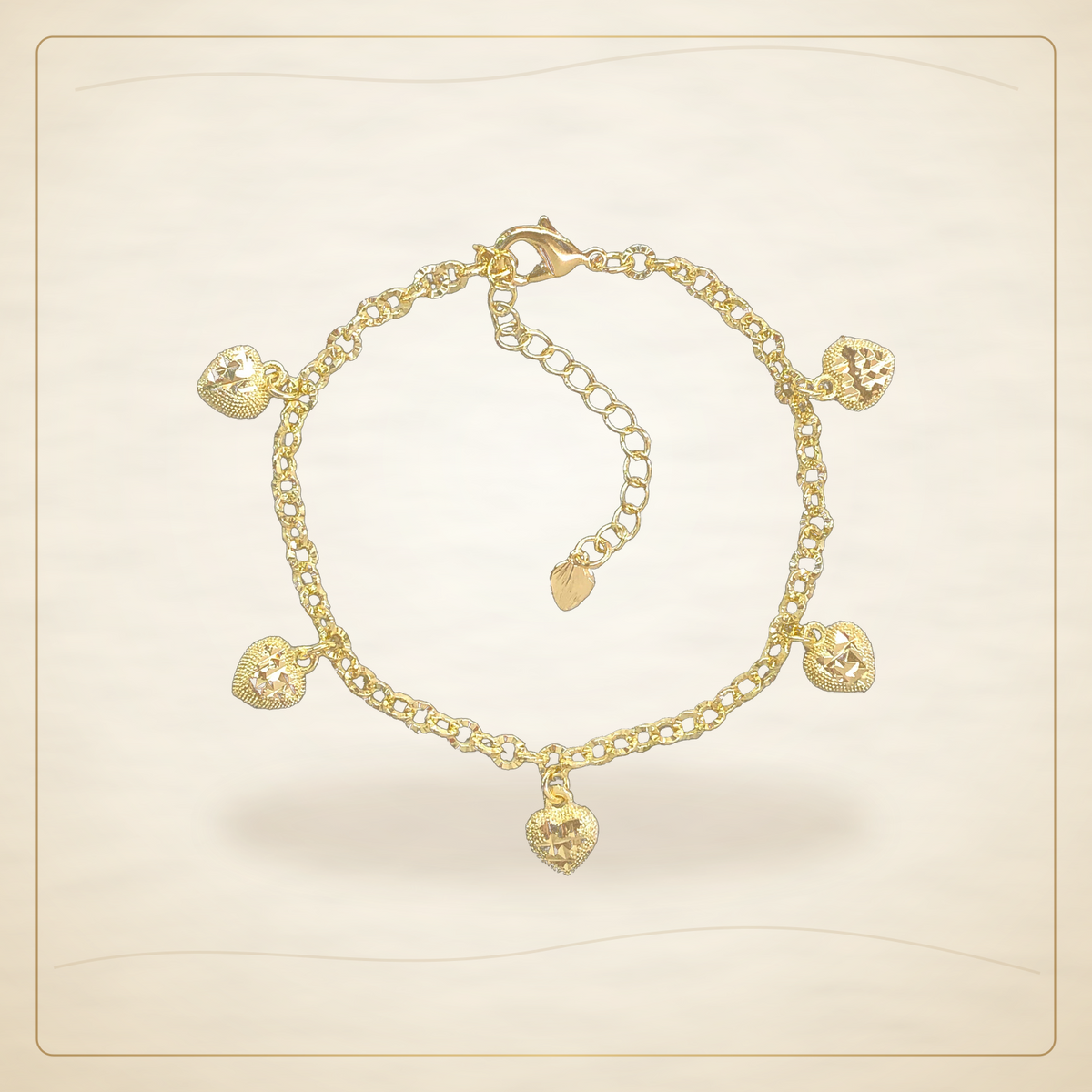 Oro Laminado · Pulsera Diamond Cut Paris Heart Bracelet (Pack of 6) / Diamond Cut Paris Heart Bracelet (Pack of 6) — Golden Shop 11