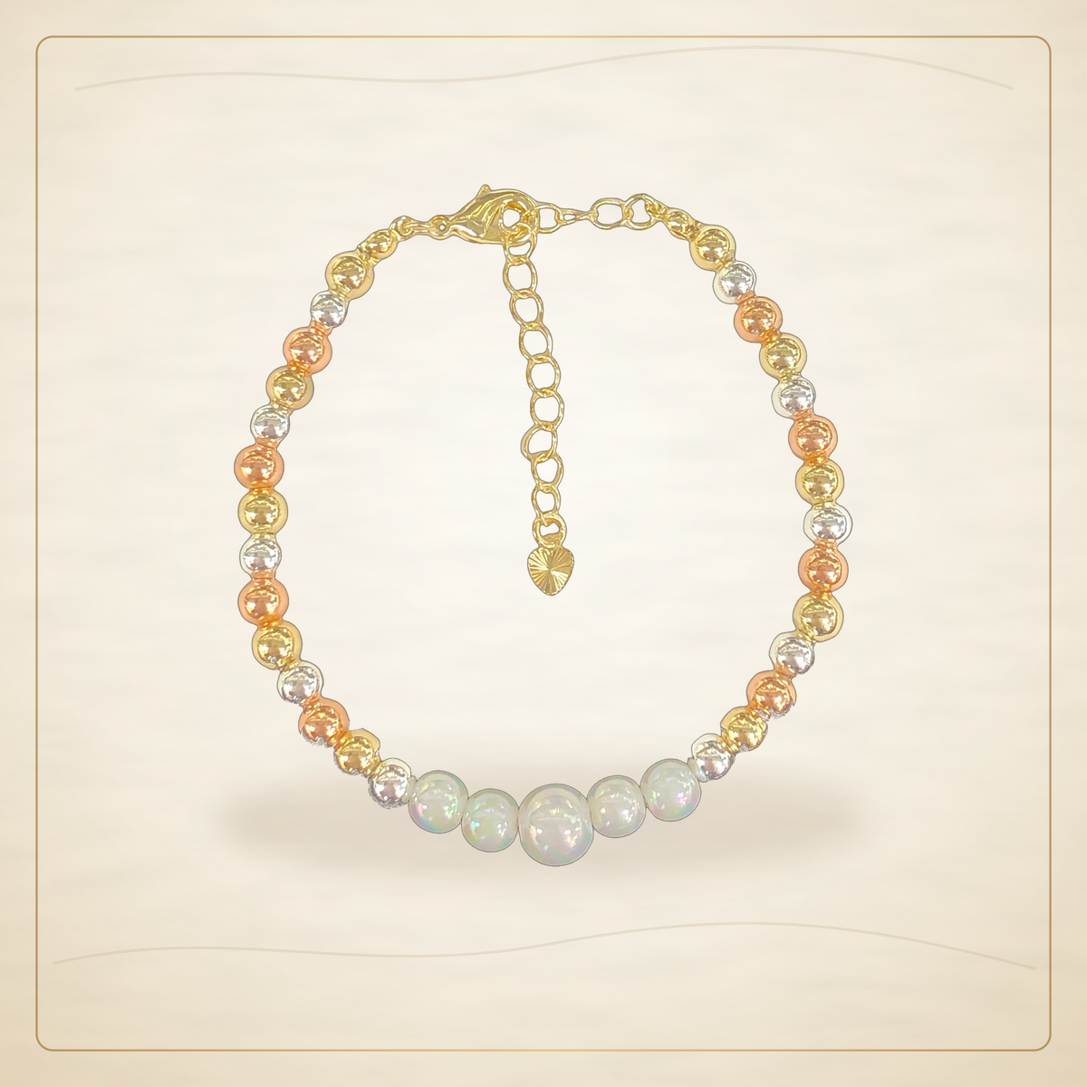 Oro Laminado · Pulsera Tricolor Opalite Beads / Tricolor Opalite Beads Bracelet — Golden Shop 11