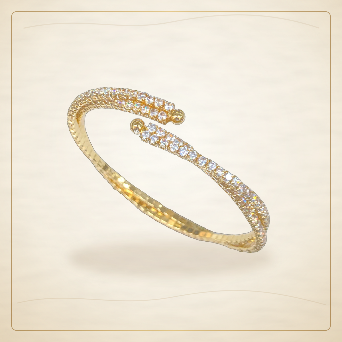 Oro Laminado · Pulsera Milano Twin Spiral Zirconia Cuff / Milano Twin Spiral CZ Cuff Bracelet — Golden Shop 11
