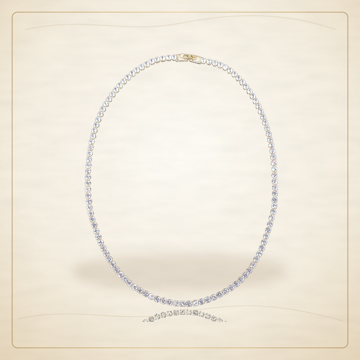 Oro Laminado · Cadena 3mm Round Zirconia Tennis / 3mm Round Zirconia Tennis Necklace — Golden Shop 11