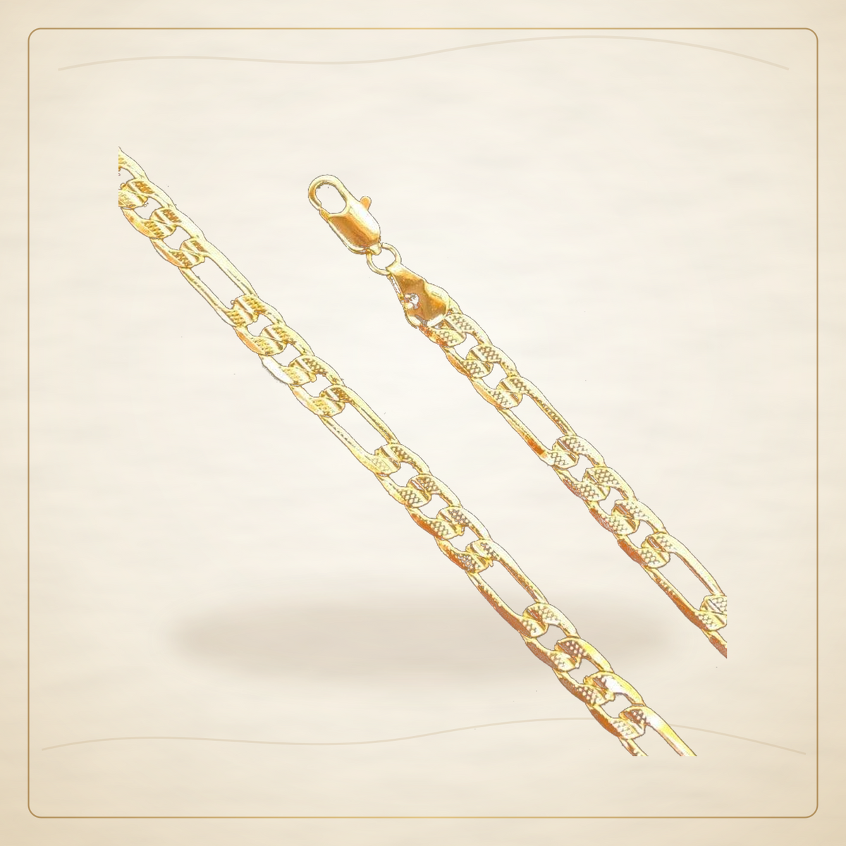 Oro Laminado · Cadena 18K Gold Filled 5.5mm Figaro Chain w/ Diamond Cut / 18K Gold Filled 5.5mm Figaro Chain w/ Diamond Cut (Pack of 6) — Golden Shop 11