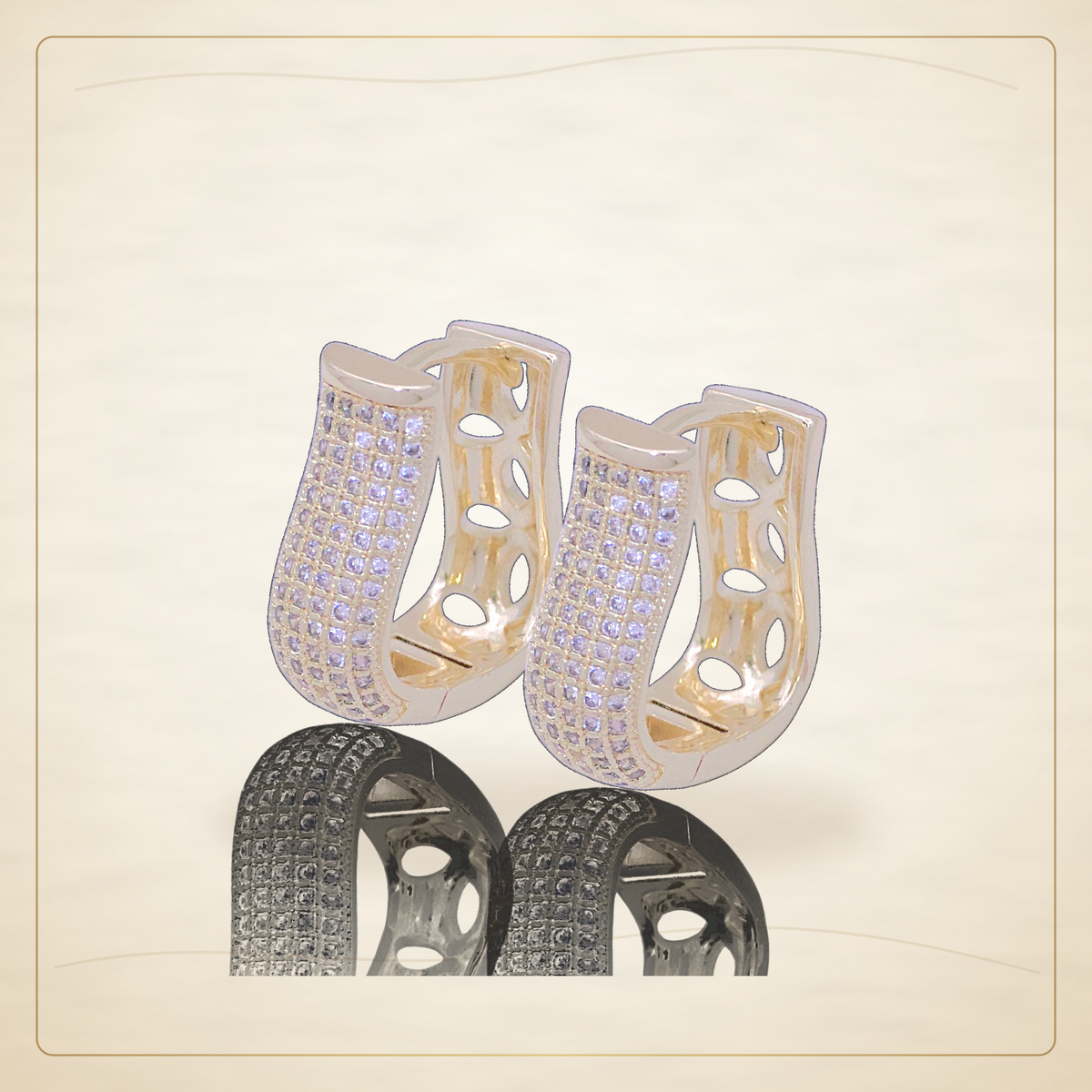 Oro Laminado · Aretes U-Shape Micro Pave Zirconia / U-Shape Micro Pave CZ Earrings — Golden Shop 11