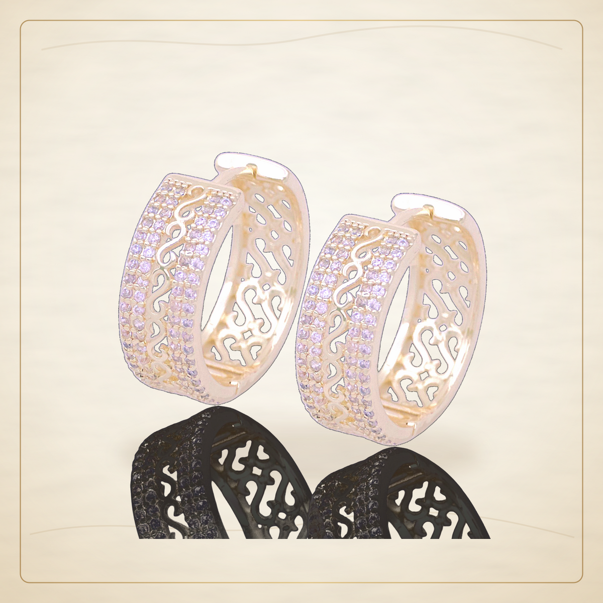 Oro Laminado · Aretes de Aro Brazilian Swirl Zirconia / Brazilian Swirl CZ Hoop Earrings — Golden Shop 11