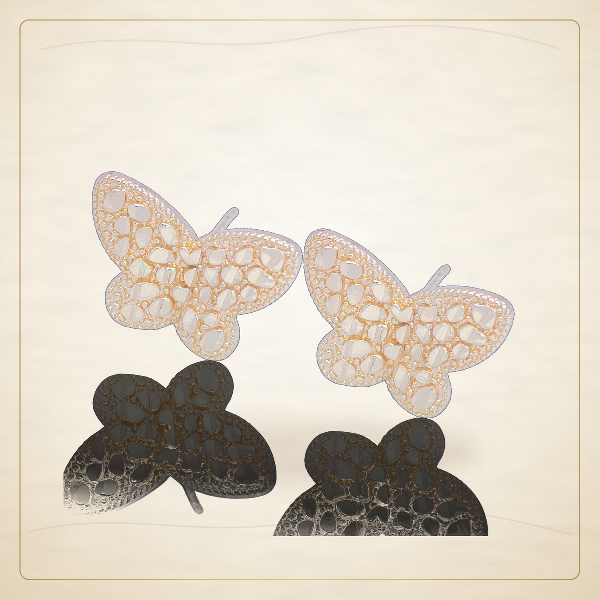 Oro Laminado · Aretes de Broche Diamond Cut Nugget Butterfly / Diamond Cut Nugget Butterfly Stud Earrings — Golden Shop 11
