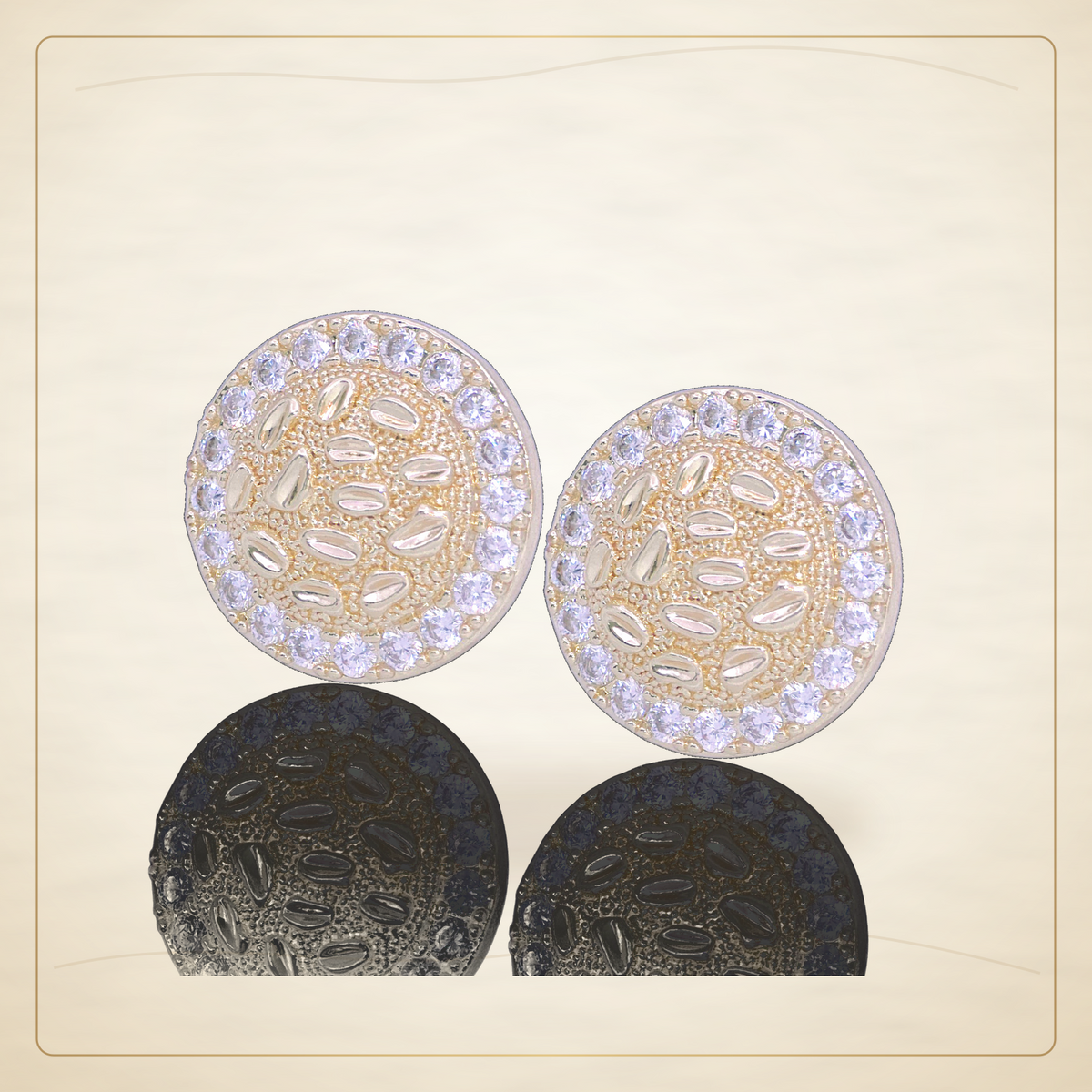 Oro Laminado · Aretes de Broche Round Nugget Zirconia / Round Nugget Zirconia Stud Earrings — Golden Shop 11