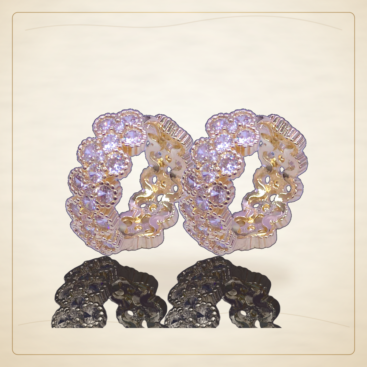Oro Laminado · Aretes Parisian Bloom Zirconia / Parisian Bloom Zirconia Earrings — Golden Shop 11