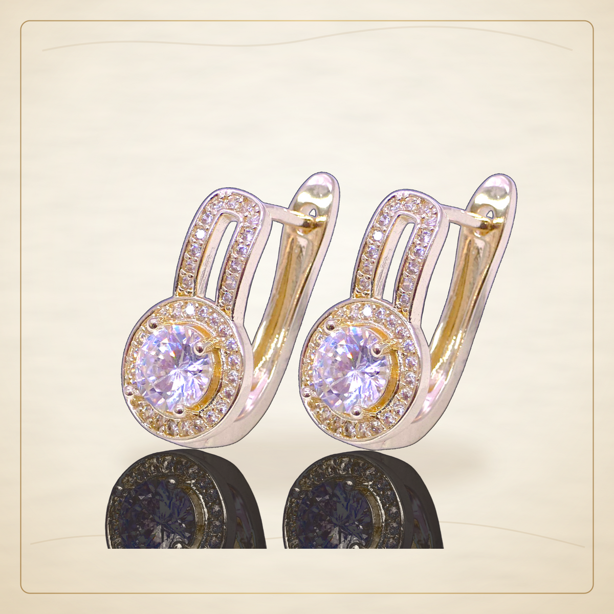 Oro Laminado · Aretes Vienna Royal Gem Zirconia / Vienna Royal Gem Zirconia Earrings — Golden Shop 11