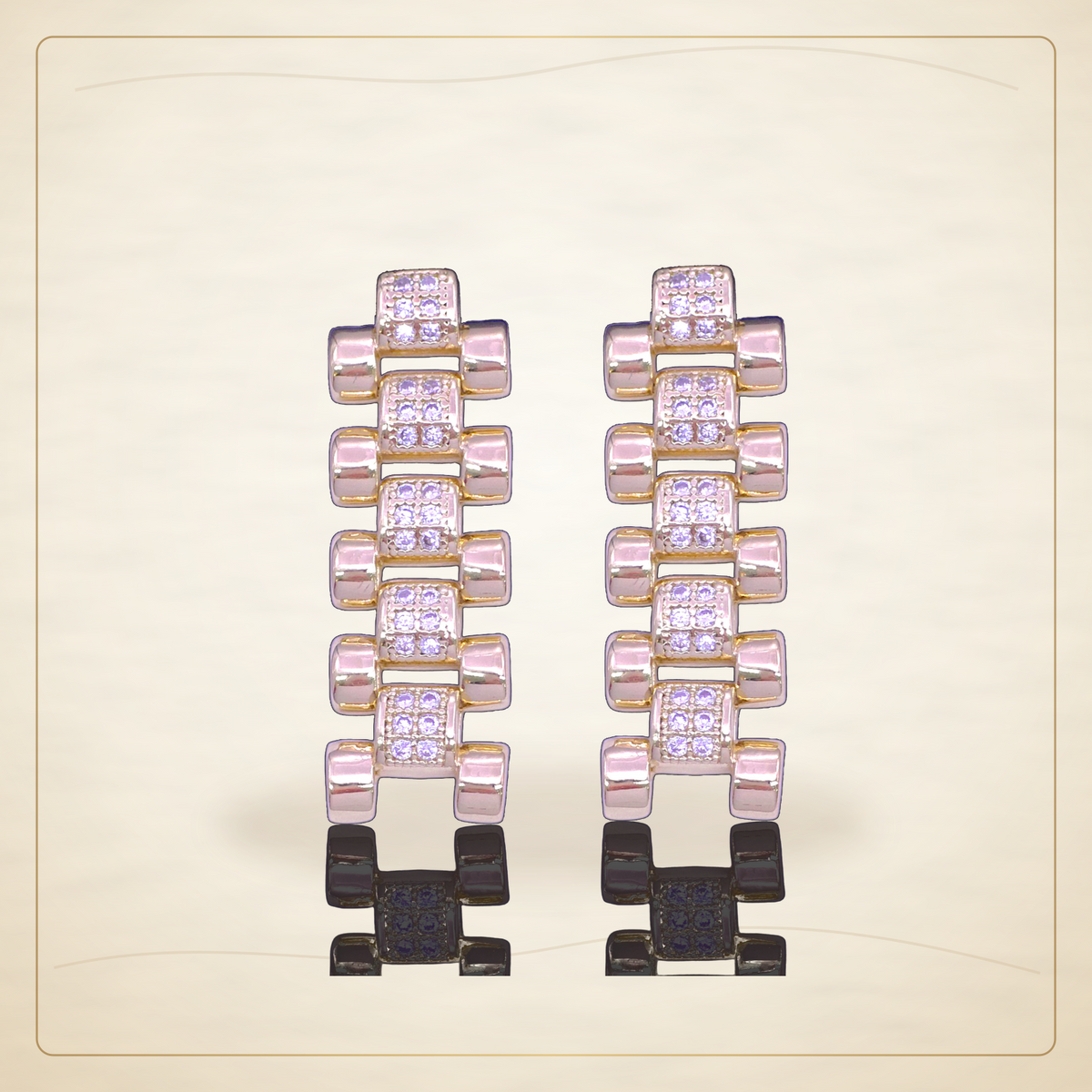 Oro Laminado · Aretes de Broche Francia Rolx Chain / Francia Rolx Chain Stud Earrings — Golden Shop 11