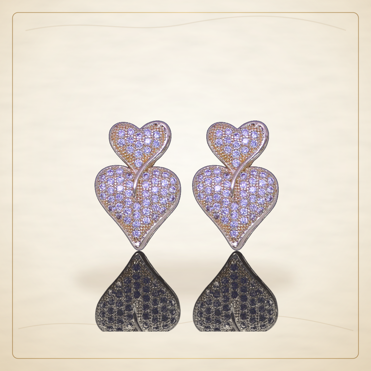 Oro Laminado · Aretes Trident Heart Zirconia / Trident Heart Zirconia Earrings — Golden Shop 11