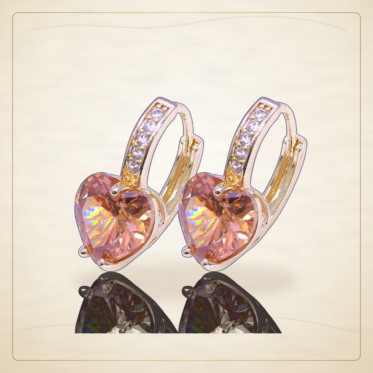 Oro Laminado · Aretes Oceanic Heart Zirconia / Oceanic Heart Zirconia Earrings — Golden Shop 11