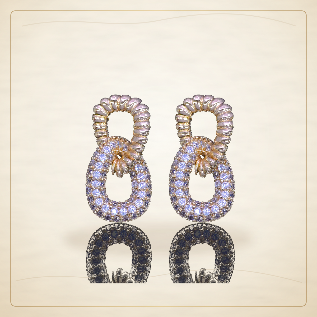 Oro Laminado · Aretes de Broche Jagged Halo Zirconia / Jagged Halo Zirconia Stud Earrings — Golden Shop 11