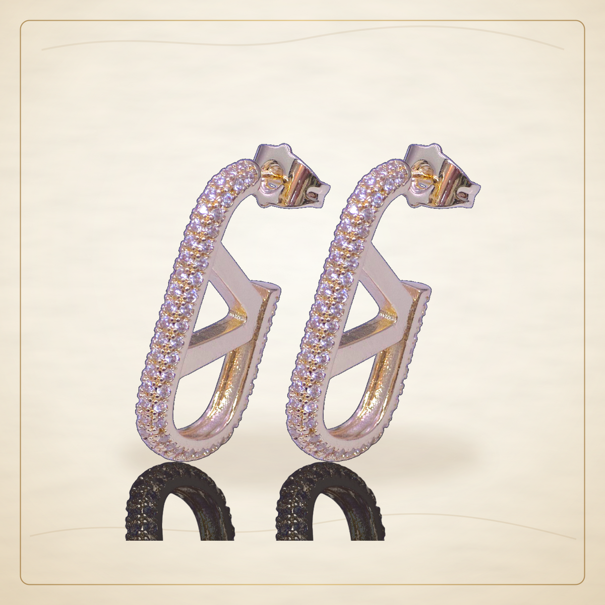Oro Laminado · Aretes de Broche Venetian Glam Zirconia / Venetian Glam Zirconia Stud Earrings — Golden Shop 11