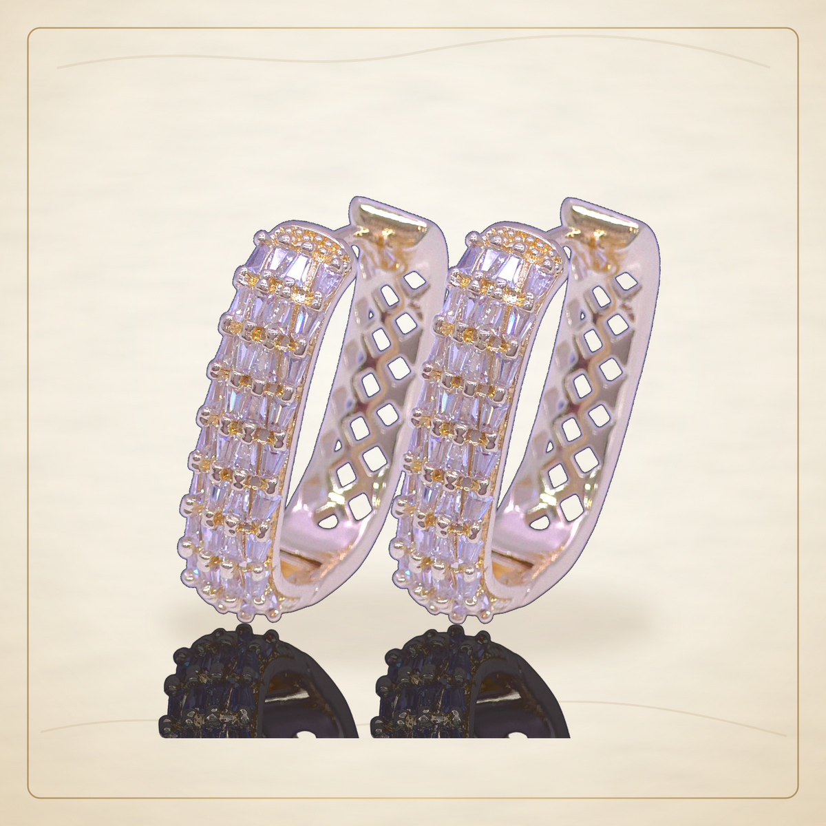 Oro Laminado · Aretes de Aro Firenze Crystalline / Firenze Crystalline Hoop Earrings — Golden Shop 11