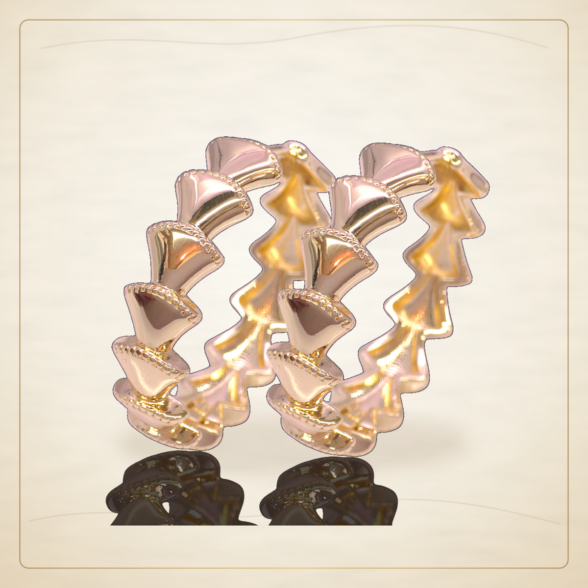 Oro Laminado · Aretes de Aro Zephyrs Fan / Zephyrs Fan Hoop Earrings — Golden Shop 11