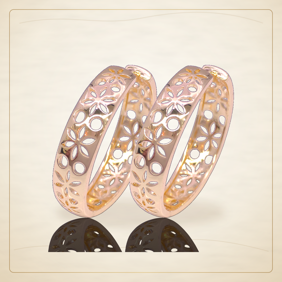 Oro Laminado · Aretes de Aro Venus Fleur / Venus Fleur Hoop Earrings — Golden Shop 11