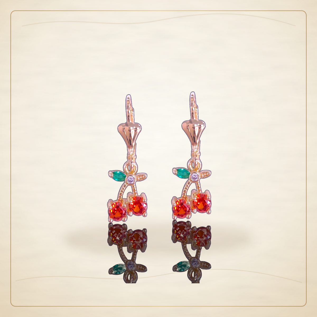 Oro Laminado · Aretes Colgantes Mimosa Cherry / Mimosa Cherry Dangle Earrings — Golden Shop 11
