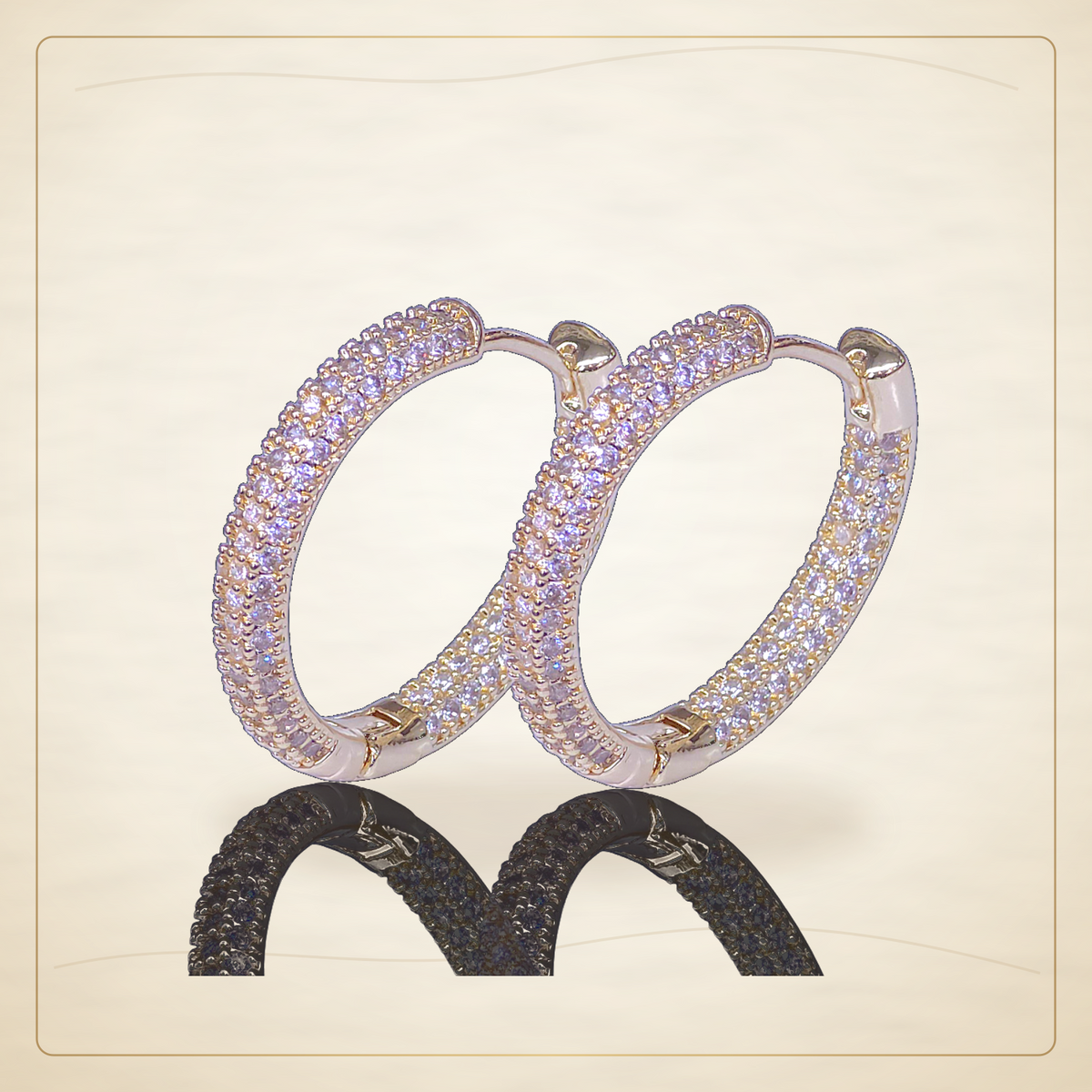 Oro Laminado · Aretes de Aro Monaco Lux Zirconia / Monaco Lux Zirconia Hoop Earrings — Golden Shop 11