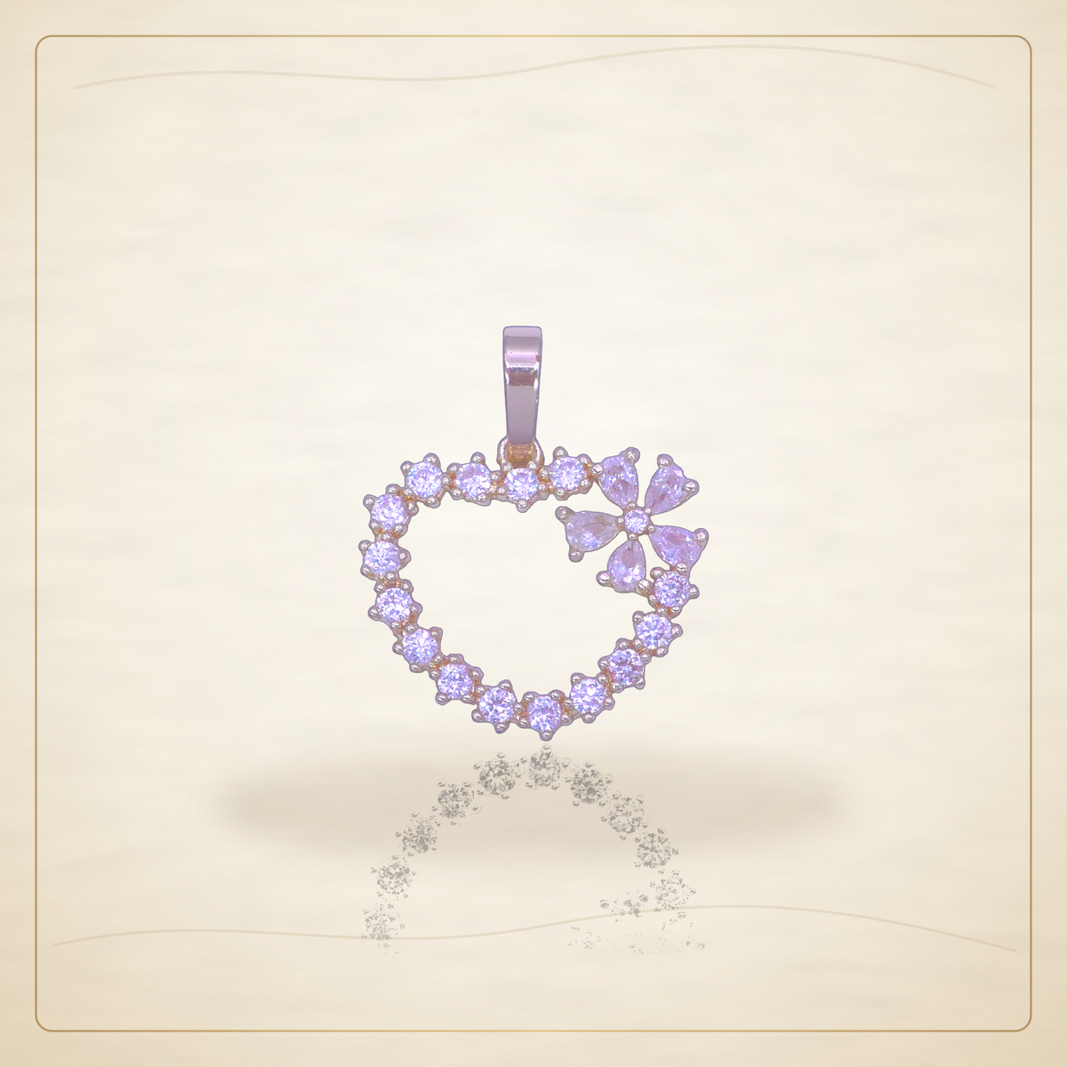 Oro Laminado · Dije Dazzling Heart Blossom Zirconia / Dazzling Heart Blossom CZ Pendant — Golden Shop 11