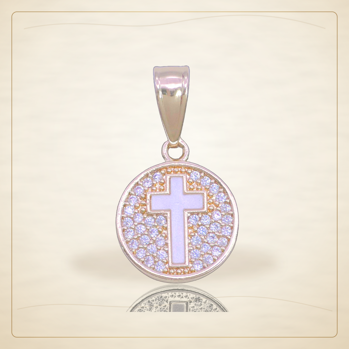 Oro Laminado · Dije Saints Pearl Cross Zirconia / Saints Pearl Cross Zirconia Pendant — Golden Shop 11