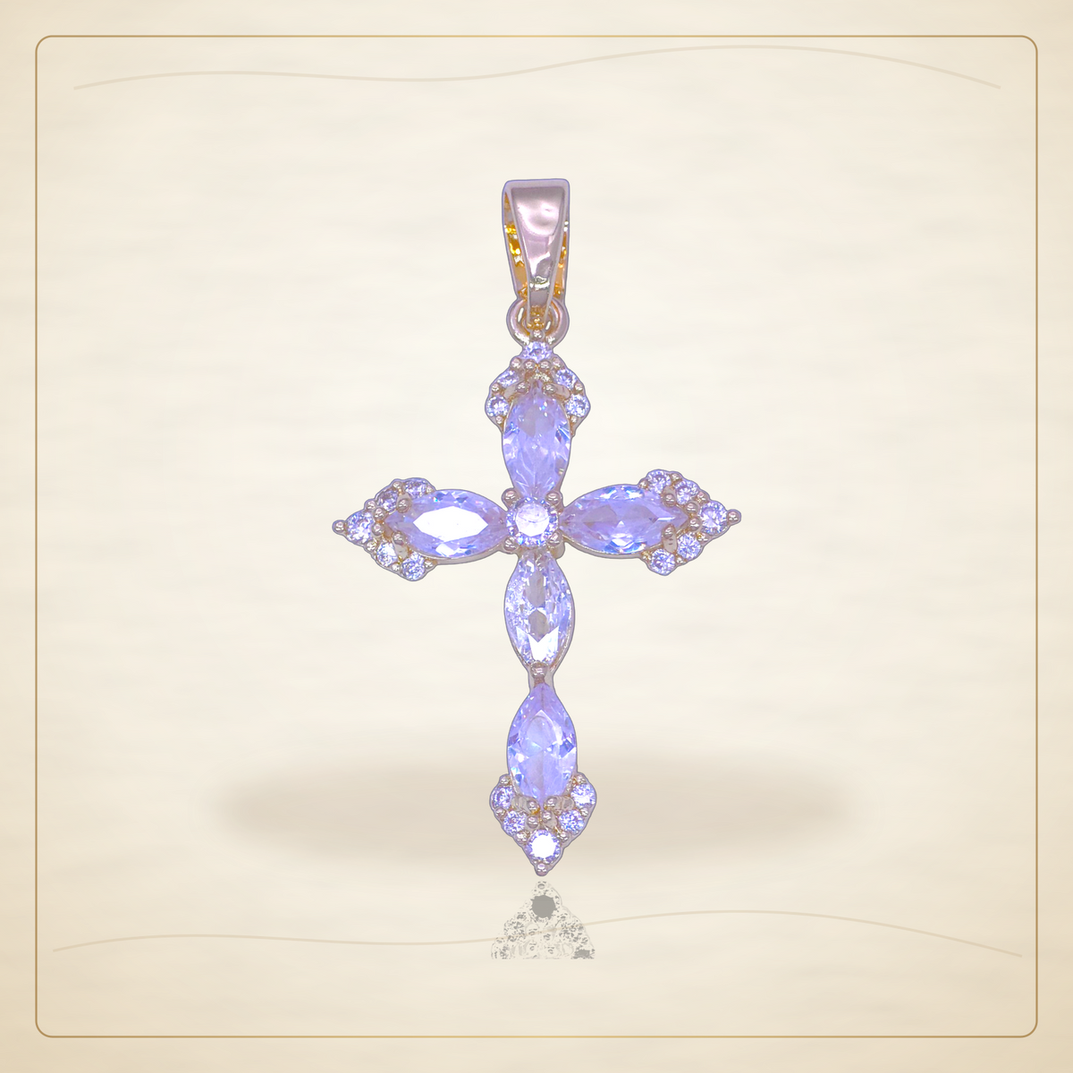 Oro Laminado · Dije Bethlehem Zirconia Cross / Bethlehem Zirconia Cross Pendant — Golden Shop 11