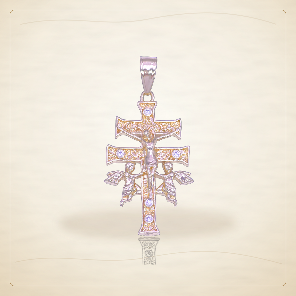 Oro Laminado · Dije Jesus Caravaca Zirconia / Jesus Caravaca Zirconia Pendant — Golden Shop 11