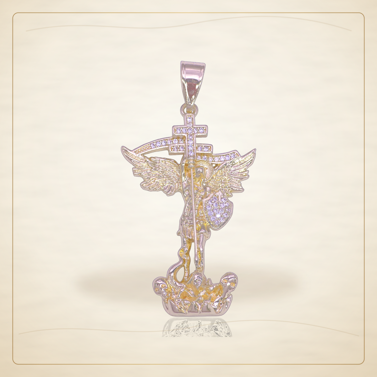 Oro Laminado · Dije Blessed Archangel Zirconia / Blessed Archangel Zirconia Pendant — Golden Shop 11