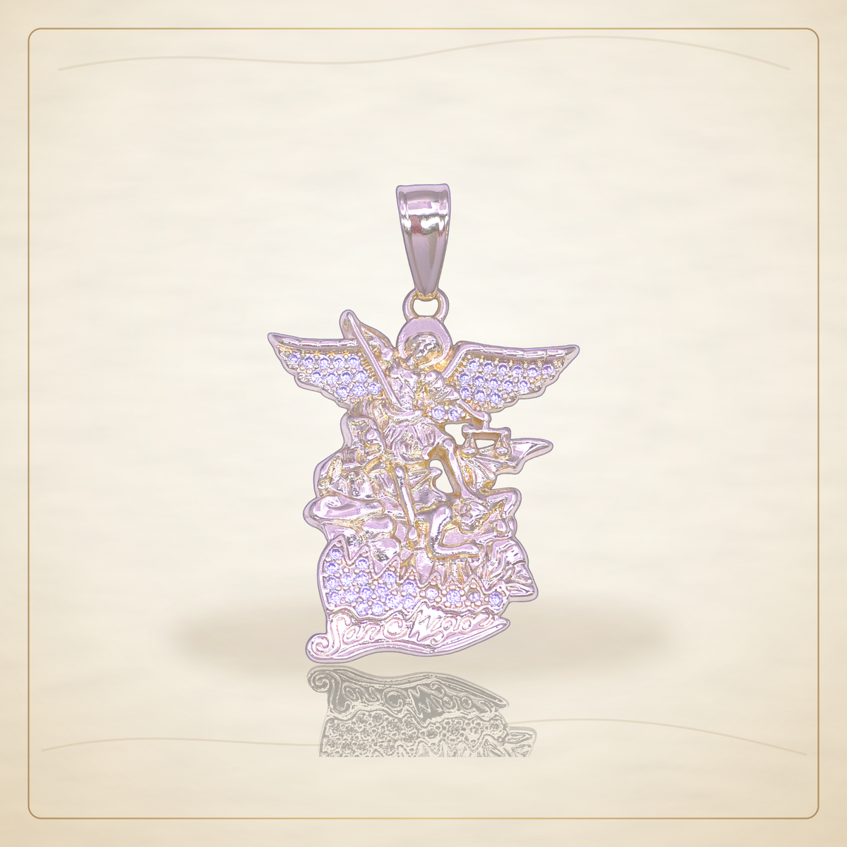 Oro Laminado · Dije Archangel Zirconia / Archangel Zirconia Pendant — Golden Shop 11