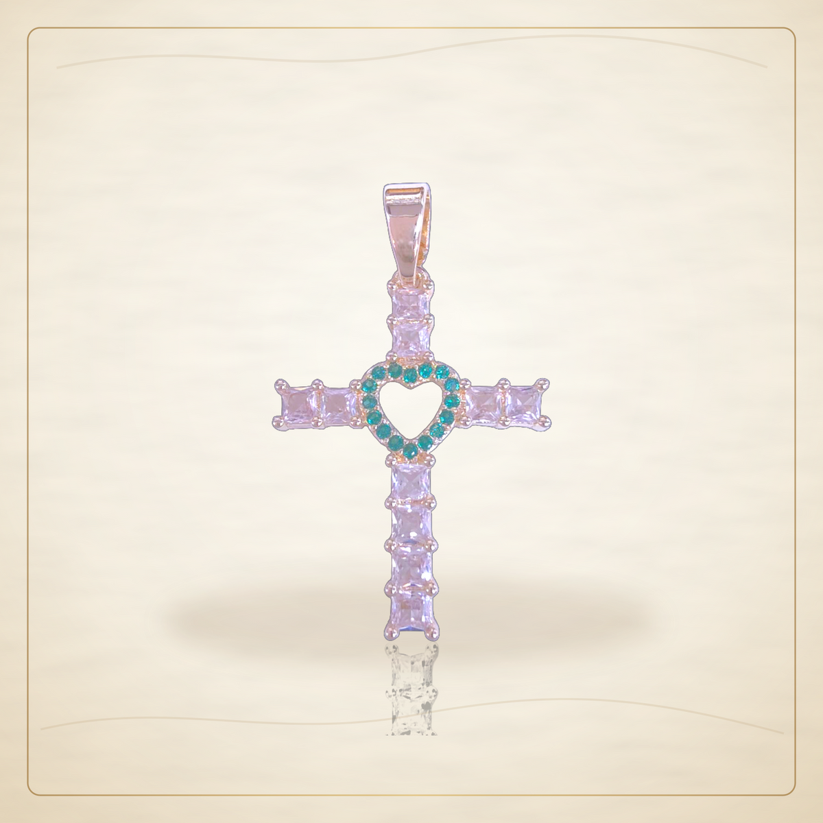 Oro Laminado · Dije Celestial Heart Cross / Celestial Heart Cross Pendant — Golden Shop 11