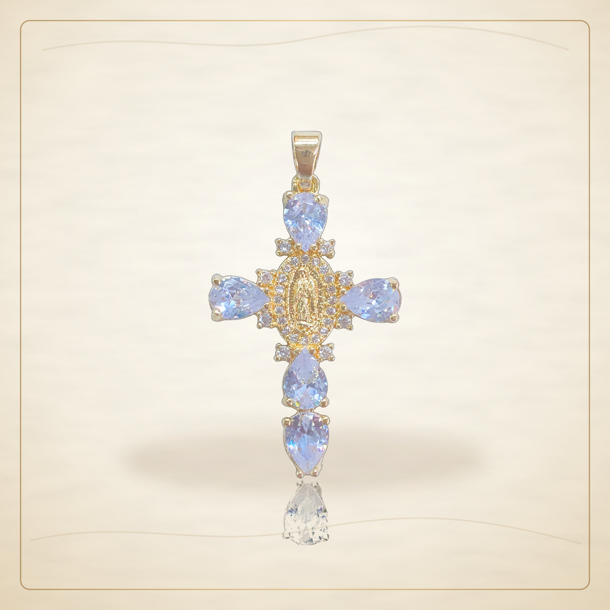 Oro Laminado · Dije Fancy Guadalupe Cross Zirconia / Fancy Guadalupe Cross CZ Pendant — Golden Shop 11