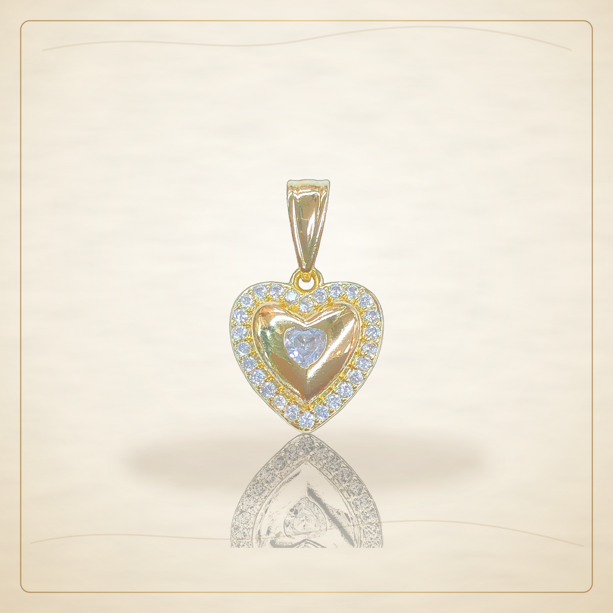 Oro Laminado · Dije Friendship Heart Zirconia / Friendship Heart CZ Pendant — Golden Shop 11